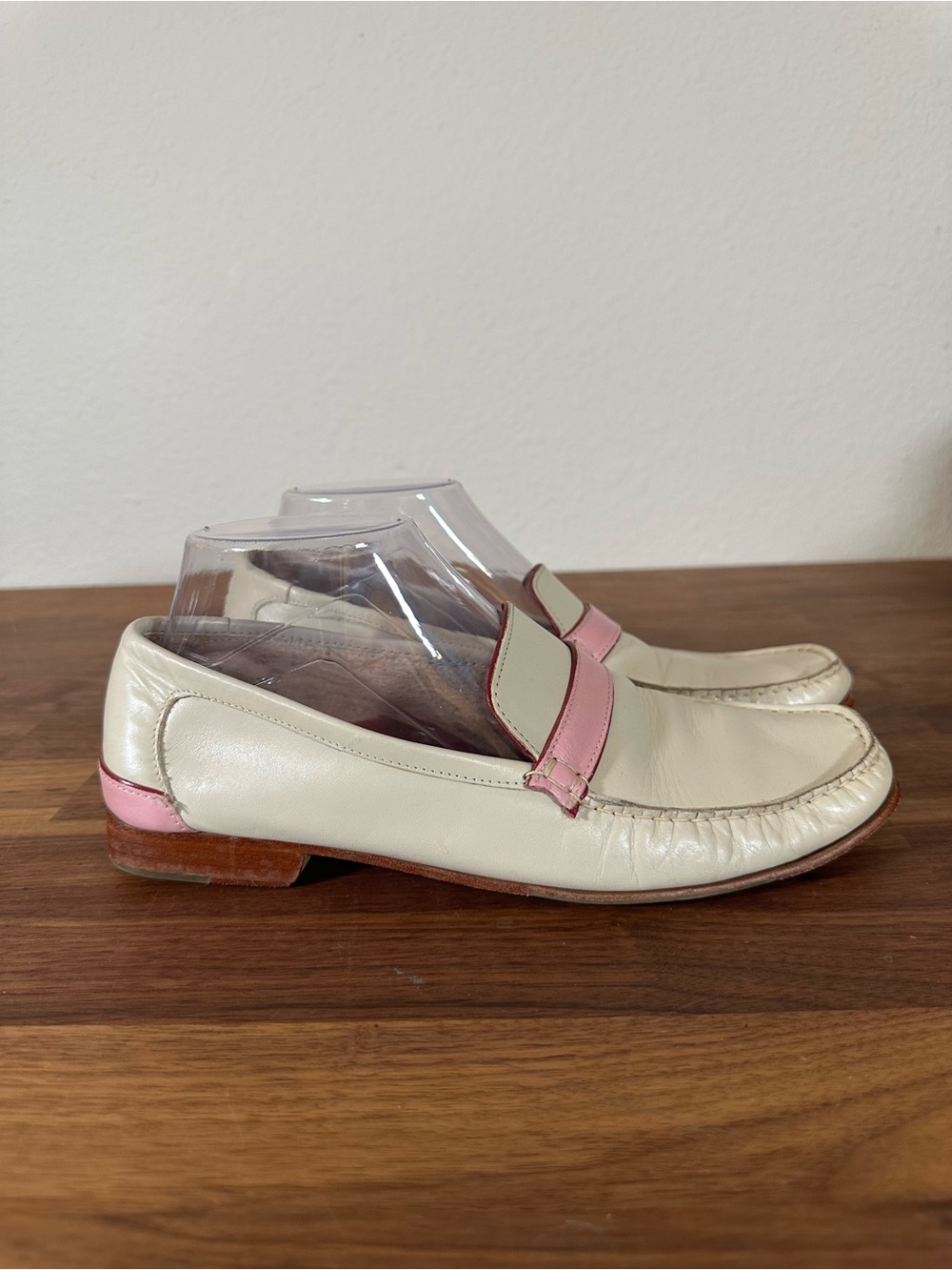 Cole Haan Women’s 8.5 B Cream Pink Leather Penny Loafers Made in India